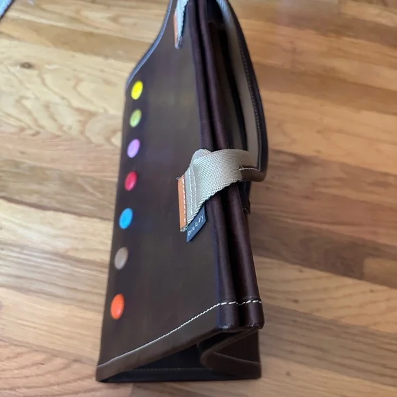 Orla Kiely Brown Leather Dot Bag. Womens Bag. - Picture 2 of 4